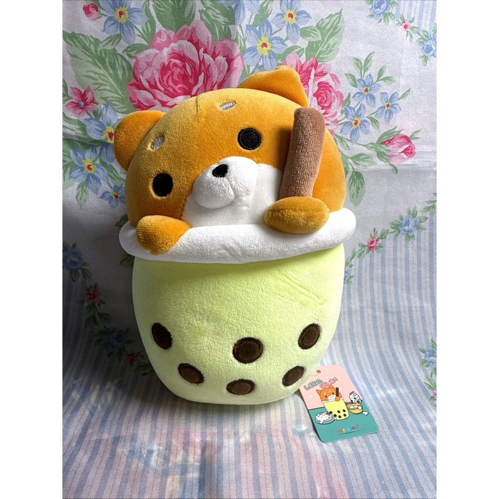 NEW Takashoji Bubble Tea‎ Fox Plush Yellow Boba Stuffed Animal 9"